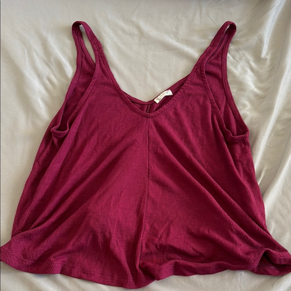 Maroon Ribbed Tank Top